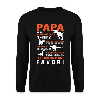 Papa dinosaure cadeau humour - Sweat-shirt Unisexe - noir - Devant - Alina (178cm) & Michal (187cm)