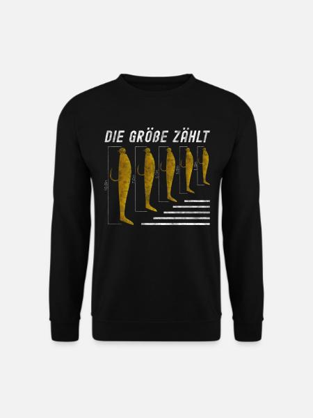 Die Größe Zählt - Lustiger Angelspruch Gummfische - Unisex Pullover - Schwarz