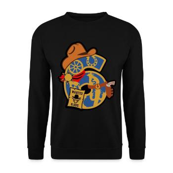 Cowboy 6ème anniversaire numéro 6 - 6 ans - Sweat-shirt Unisexe - noir - Devant - Alina (178cm) & Michal (187cm)