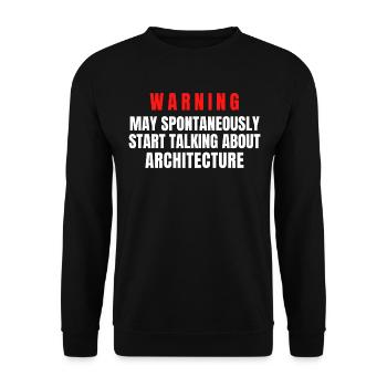 Architektenwarnung kann spontan ins Gespräch kommen - Unisex Pullover - Schwarz - Vorne - Alina (178cm) & Michal (187cm)