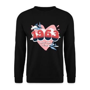 Geburtstag 60 Jahre verehrt Geburtsjahr 1963 - Unisex Pullover - Schwarz - Vorne - Alina (178cm) & Michal (187cm)