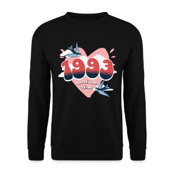 Geburtstag 30 Jahre verehrt Geburtsjahr 1993 - Unisex Pullover - Schwarz - Vorne - Alina (178cm) & Michal (187cm)