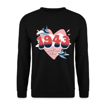 Geburtstag 80 Jahre verehrt Geburtsjahr 1943 - Unisex Pullover - Schwarz - Vorne - Alina (178cm) & Michal (187cm)