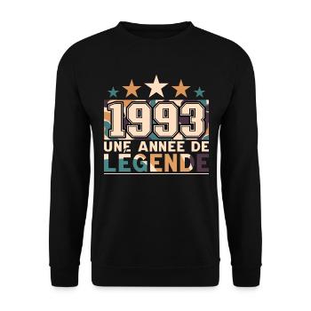 Homme Né En 1993 Anniversaire 30 Ans - Sweat-shirt Unisexe - noir - Devant - Alina (178cm) & Michal (187cm)
