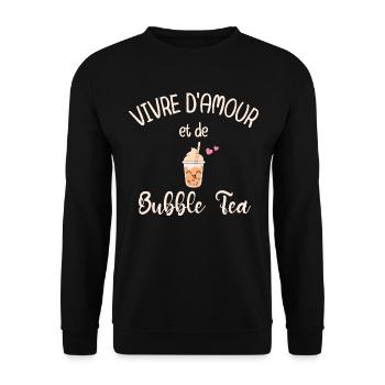 Vivre d'Amour et De Bubble Tea - Sweat-shirt Unisexe - noir - Devant - Alina (178cm) & Michal (187cm)