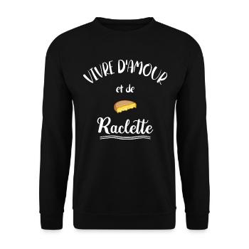 Vivre d'Amour et De Raclette - Sweat-shirt Unisexe - noir - Devant - Alina (178cm) & Michal (187cm)