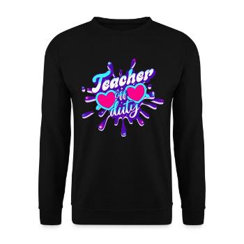 Last day school holidays summer teacher - Unisex Sweatshirt - black - Front - Alina (178cm) & Michal (187cm)