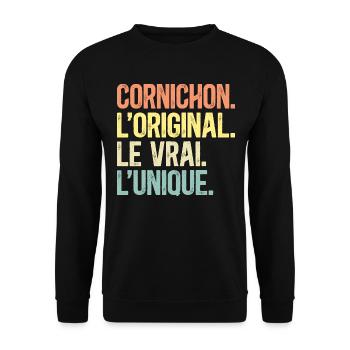 Humour Cornichon L'Original Le Vrai L'Unique - Sweat-shirt Unisexe - noir - Devant - Alina (178cm) & Michal (187cm)