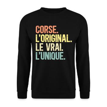 Corse L'Original Le Vrai L'Unique Homme Corse - Sweat-shirt Unisexe - noir - Devant - Alina (178cm) & Michal (187cm)