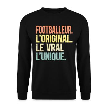 Footballeur L'Original Le Vrai L'Unique Homme - Sweat-shirt Unisexe - noir - Devant - Alina (178cm) & Michal (187cm)