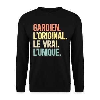 Gardien L'Original Le Vrai L'Unique Homme Gardien - Sweat-shirt Unisexe - noir - Devant - Alina (178cm) & Michal (187cm)