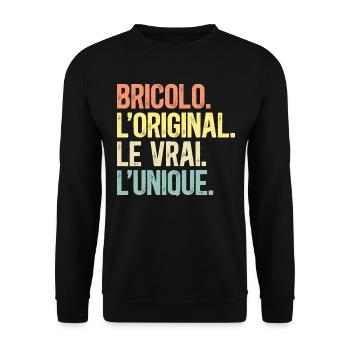 Bricolo L'Original Le Vrai L'Unique Bricoleur - Sweat-shirt Unisexe - noir - Devant - Alina (178cm) & Michal (187cm)