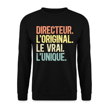 Directeur L'Original Le Vrai L'Unique Homme - Sweat-shirt Unisexe - noir - Devant - Alina (178cm) & Michal (187cm)