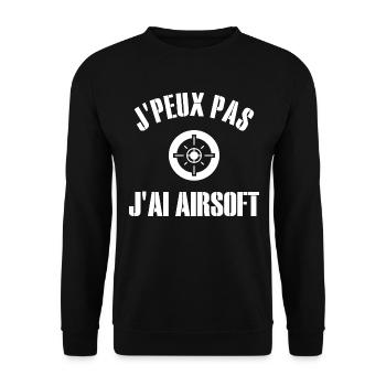 Je Peux Pas J'Ai Airsoft Humour Airsofteur - Sweat-shirt Unisexe - noir - Devant - Alina (178cm) & Michal (187cm)