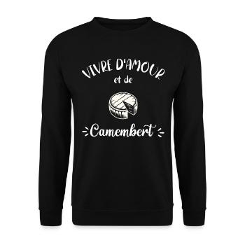Vivre D'Amour Et De Camembert Humour Fromage - Sweat-shirt Unisexe - noir - Devant - Alina (178cm) & Michal (187cm)