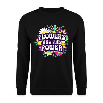 Phrase Positive Années 70 et 80 Fleurs - Sweat-shirt Unisexe - noir - Devant - Alina (178cm) & Michal (187cm)