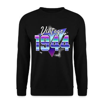 Retro 80 Jahre 1944 - Unisex Pullover - Schwarz - Vorne - Alina (178cm) & Michal (187cm)