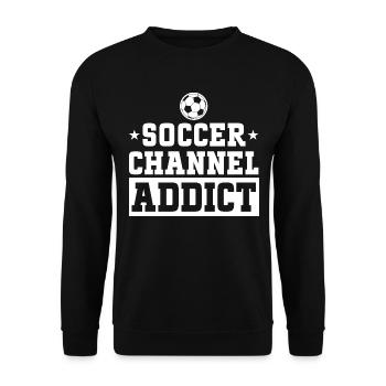 Fan Foot liebt es, Fußball zu schauen - Unisex Pullover - Schwarz - Vorne - Alina (178cm) & Michal (187cm)