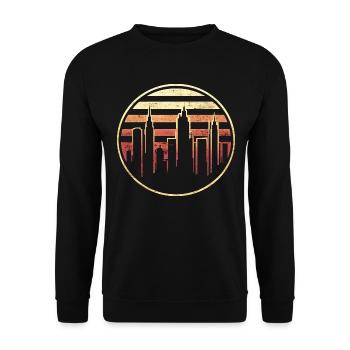 Ville Urbaine Vintage Graphique Ville - Sweat-shirt Unisexe - noir - Devant - Alina (178cm) & Michal (187cm)