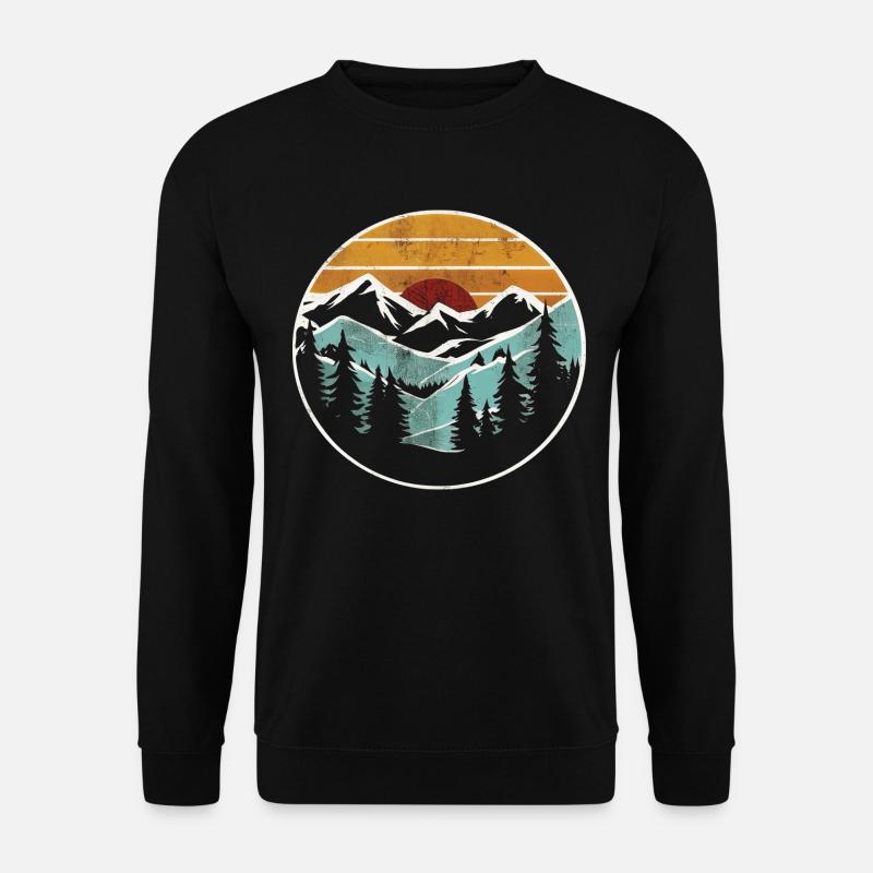 Berggrafik Retro Natur Wald - Unisex Pullover - Schwarz