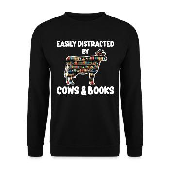 Loves Cows and Books Loves Animals - Unisex Sweatshirt - black - Front - Alina (178cm) & Michal (187cm)