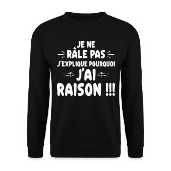 Humour Râleuse Cadeau Rigolo Femme - Sweat-shirt Unisexe - noir - Devant - Alina (178cm) & Michal (187cm)
