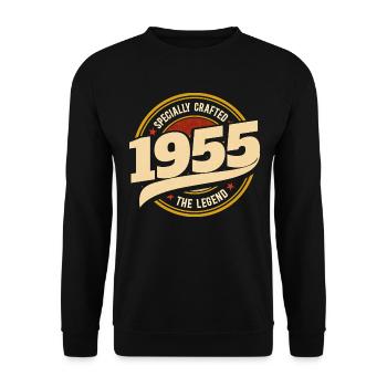 Millésime Année 1955 Légende 70 Ans Anniversaire - Sweat-shirt Unisexe - noir - Devant - Alina (178cm) & Michal (187cm)