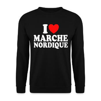 Sport Humour I Love Marche Nordique - Sweat-shirt Unisexe - noir - Devant - Alina (178cm) & Michal (187cm)