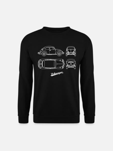 Volkswagen VW Blaupause Beetle In Weiß Mit VW Logo - Unisex Pullover - Schwarz
