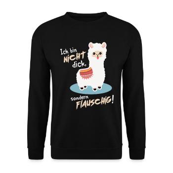ALPAKA - NICHT DICK, SONDERN FLAUSCHIG - T-SHIRT - Unisex Pullover - Schwarz - Vorne - Alina (178cm) & Michal (187cm)