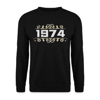Millésime 1974 Rétro Anniversaire 1974 Millésime 1974 - Sweat-shirt Unisexe - noir - Devant - Alina (178cm) & Michal (187cm)