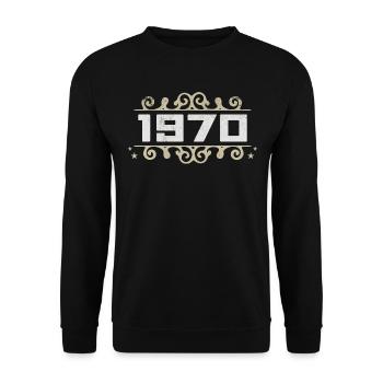 Jahrgang 1970 Retro Geburtstag 1970 Vintage 1970 - Unisex Pullover - Schwarz - Vorne - Alina (178cm) & Michal (187cm)