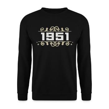 Jahrgang 1951 Retro Geburtstag 1951 Vintage 1951 - Unisex Pullover - Schwarz - Vorne - Alina (178cm) & Michal (187cm)