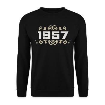 Millésime 1957 Rétro Anniversaire 1957 Millésime 1957 - Sweat-shirt Unisexe - noir - Devant - Alina (178cm) & Michal (187cm)