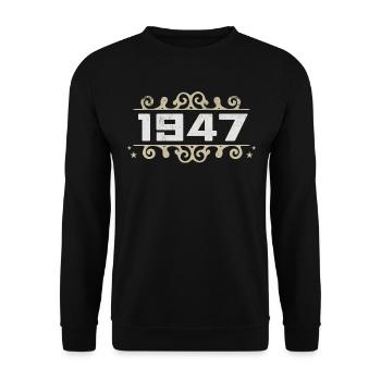 Millésime 1947 Rétro Anniversaire 1947 Millésime 1947 - Sweat-shirt Unisexe - noir - Devant - Alina (178cm) & Michal (187cm)