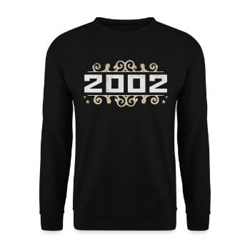 Millésime 2002 Rétro Anniversaire 2002 Millésime 2002 - Sweat-shirt Unisexe - noir - Devant - Alina (178cm) & Michal (187cm)