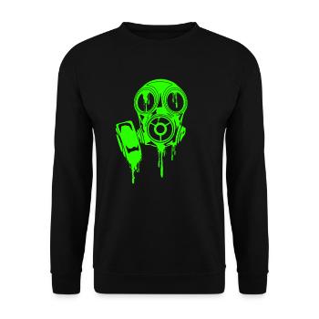 Gasmaske Maske Neon Horror Mask Grusel T-Shirt - Unisex Pullover - Schwarz - Vorne - Alina (178cm) & Michal (187cm)