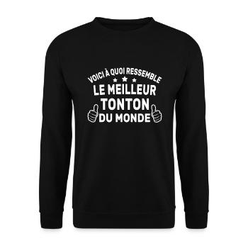 le meilleur tonton du monde t-shirt pour frère - Sweat-shirt Unisexe - noir - Devant - Alina (178cm) & Michal (187cm)