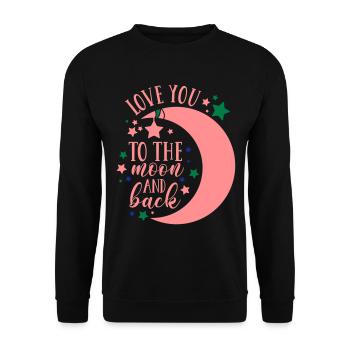 Love you to the moon and back - Unisex Pullover - Schwarz - Vorne - Alina (178cm) & Michal (187cm)