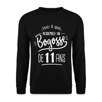 bogosse 11 ans cadeau humour 11e anniversaire - Sweat-shirt Unisexe - noir - Devant - Alina (178cm) & Michal (187cm)