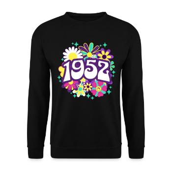 Groovy and Vintage 1952 70 Years Anniversary - Unisex Sweatshirt - black - Front - Alina (178cm) & Michal (187cm)