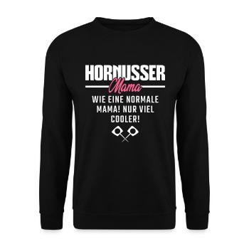 Hornusser Mama - Unisex Pullover - Schwarz - Vorne - Alina (178cm) & Michal (187cm)