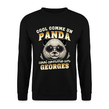 Cool Comme Un Panda, Cool Comme Un Georges - Sweat-shirt Unisexe - noir - Devant - Alina (178cm) & Michal (187cm)