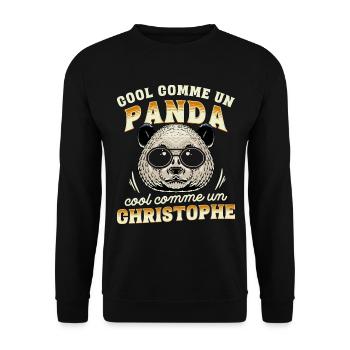 Cool Comme Un Panda, Cool Comme Un Christophe - Sweat-shirt Unisexe - noir - Devant - Alina (178cm) & Michal (187cm)