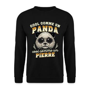 Cool Comme Un Panda, Cool Comme Un Pierre - Sweat-shirt Unisexe - noir - Devant - Alina (178cm) & Michal (187cm)