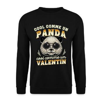 Cool Comme Un Panda, Cool Comme Un Valentin - Sweat-shirt Unisexe - noir - Devant - Alina (178cm) & Michal (187cm)