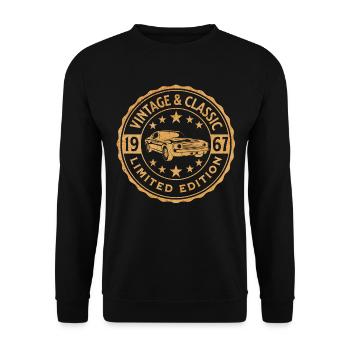 Vintage Car 1967 55 Years Anniversary - Unisex Sweatshirt - black - Front - Alina (178cm) & Michal (187cm)