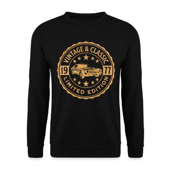 Vintage Car 1977 45 Years Anniversary - Unisex Sweatshirt - black - Front - Alina (178cm) & Michal (187cm)