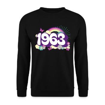 Retro 1963 Fête Anniversaire Femme 60 Ans - Sweat-shirt Unisexe - noir - Devant - Alina (178cm) & Michal (187cm)