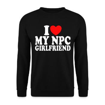 Ich liebe meine Freundin NPC Humor Ich liebe meine Freundin - Unisex Pullover - Schwarz - Vorne - Alina (178cm) & Michal (187cm)